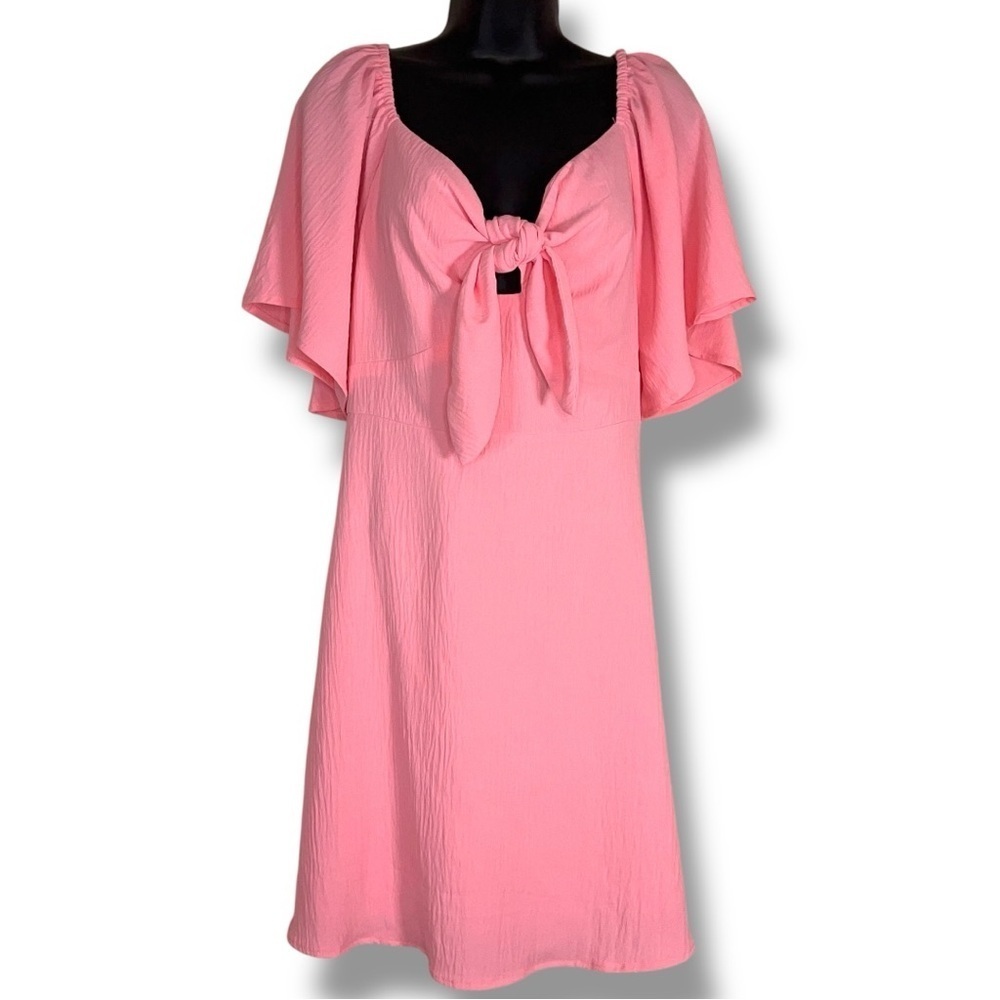 New Medium Dokotoo Pink Retro Dress Ruffle Barbie Pinup Coquette Sweetheart